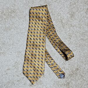 Mens Palatina Gold and Blue Patterned Tie 100% Silk